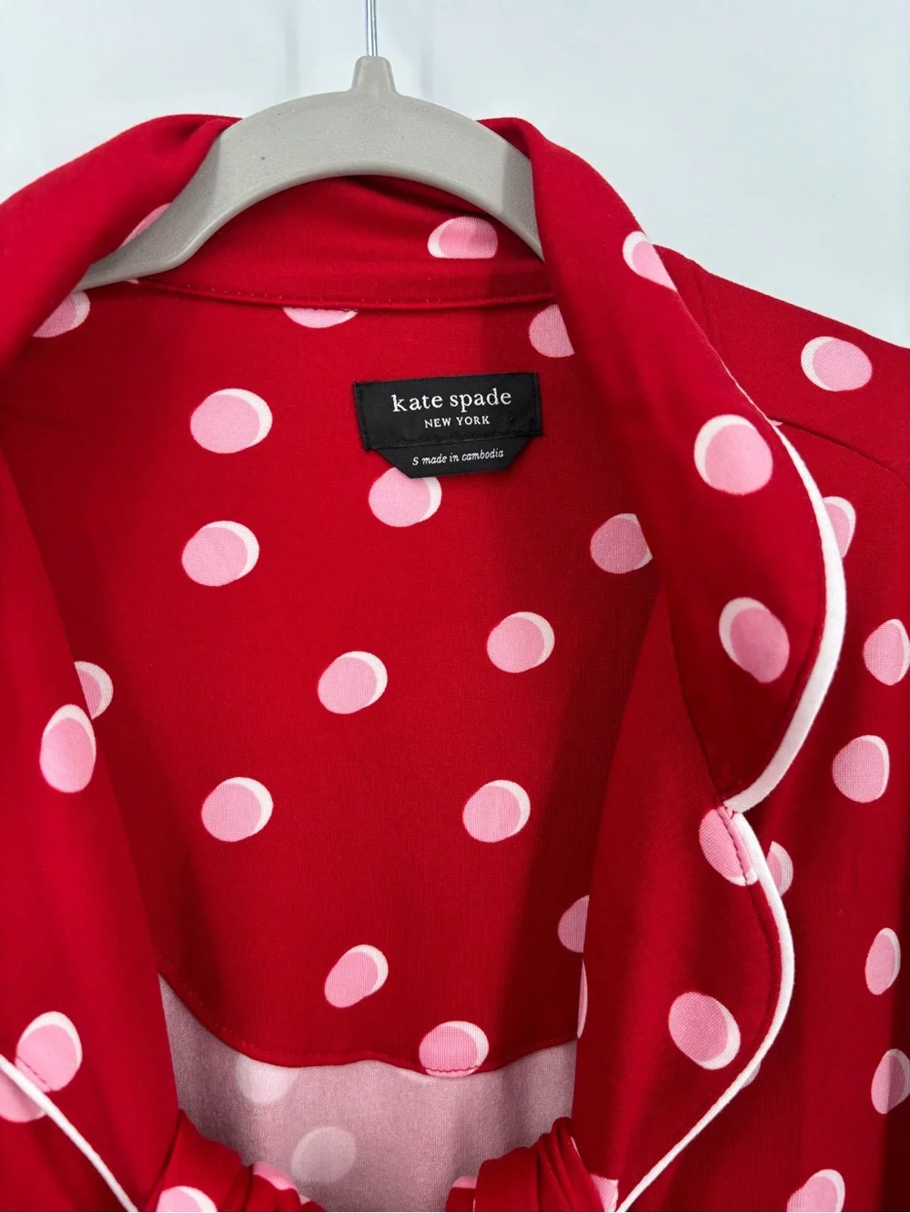 Kate Spade red/pink polka dot long sleeve pajama set